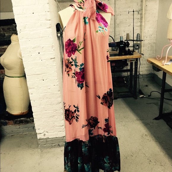 Silk Sleeveless Floral Peasant Maxi Dress - Picture 3 of 3